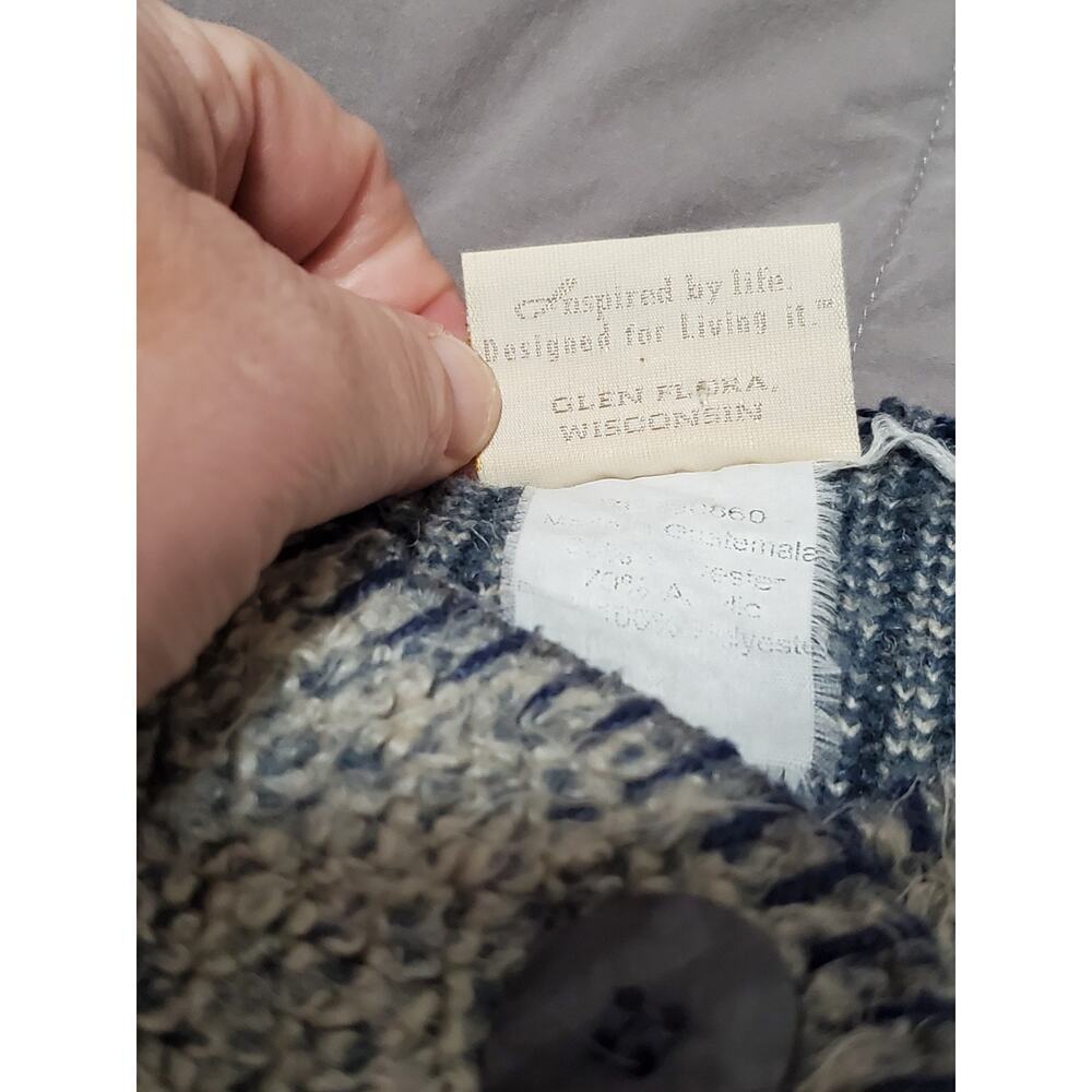 Artisans Knit Cardigan Sweater Women Large Blue Gray Folk Art Button Front - Picture 8 of 13